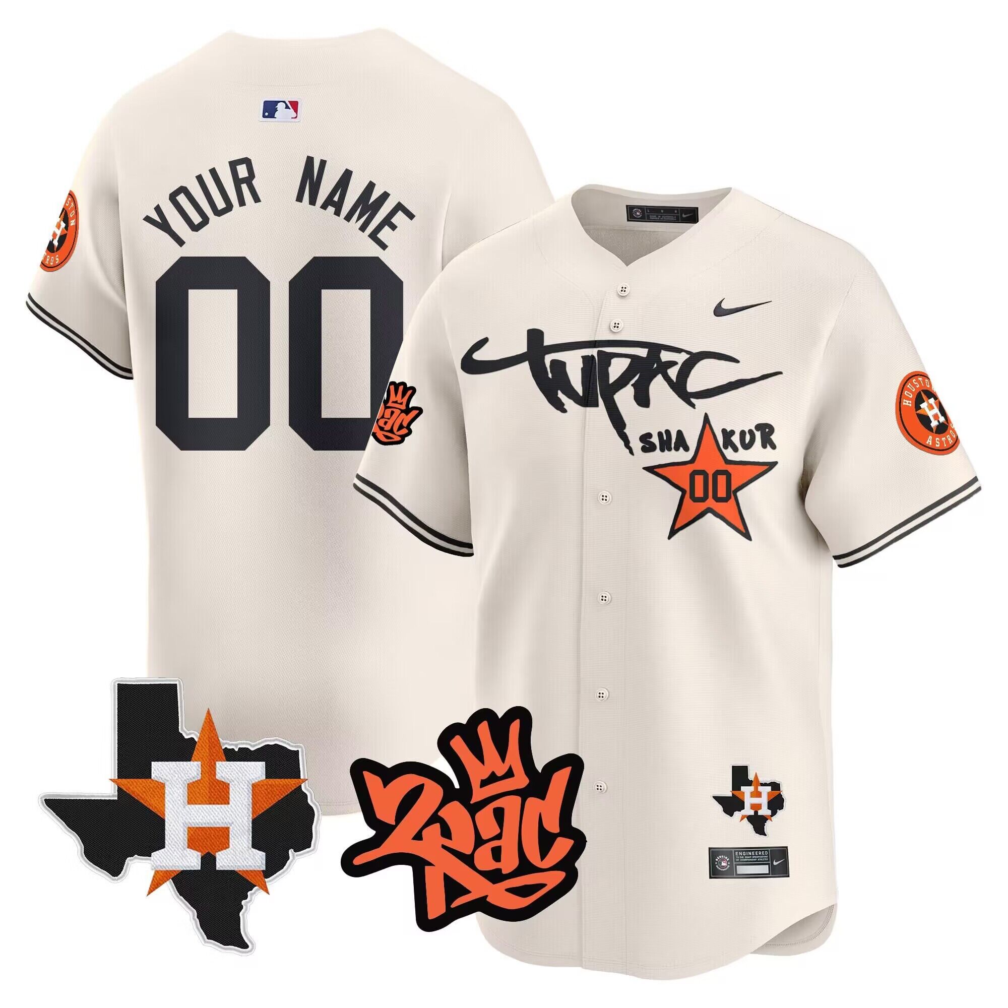 Men 2024 MLB Houston Astros Custom cream stitched jerseys